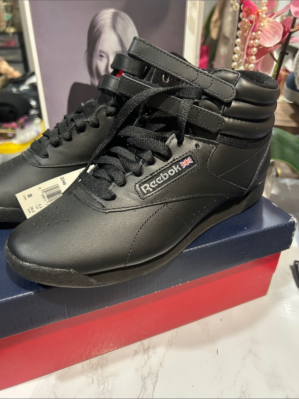 Reebok Freestyle F/S Hi Women’s Black High Top Sneakers Size 8 NIB